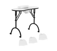 Mesa para manicura plegable - blanca - 4 ruedas - aspirado | physa