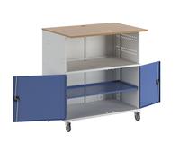 Mesa para PC RAU, con balda continua, con juego de ruedas