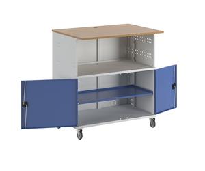Mesa para PC RAU, con balda continua, con juego de ruedas