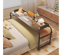 Mesa para portátil con ruedas, mesa doble sobre cama con ruedas, mesas tamaño king, escritorio para personas con discapacidad con cajón pequeño, barra de apoyo de altura ajustable para cama queen