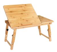 Mesa para portátil plegable de bambú, 55x35x20-28cm