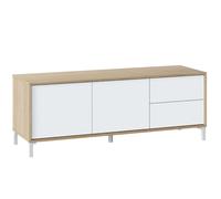 Mesa para TV Brooklyn color roble Canadian y Blanco Artik salón comedor estilo nórdico mueble 47x130x41 cm