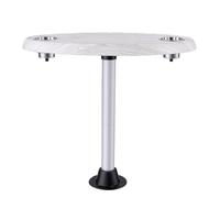 Mesa Pedestal para Barco, Mesa Marina con Tapa ABS Extraíble y Pata de Aluminio, 74.9 X 45 Cm, 2 Portavasos, Orificios de Drenaje para Barcos, Yates, Campistas y Casas Rodantes