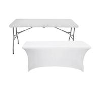 7house Set Mesa Plegable Rectangular con Funda para Catering 150x74cm 7house