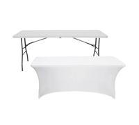 Mesa Plegable 240cm Blanca + Funda Catering 7house