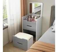 Mesa plegable 3 en 1 para portátil y tocador con espejo abatible, luces LED y almacenamiento oculto, escritorio móvil para el hogar, diseño simple y elegante