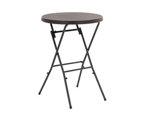 Mesa plegable - acero / poliratán - 79 x 79 x 110 cm - 75 kg - interior/exterior - negra | Uniprodo
