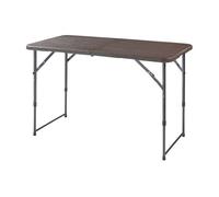 [en.casa] Mesa Camping Altura Regulable en 3 Posiciones 54/74/ 90 cm Mesa Plegable de Jardín con Asa para Eventos Acampada Rectangular Metal Plástico 120x60 cm - Efecto Madera Marrón Oscuro