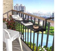 Mesa plegable ajustable para balcón al aire libre, 7 alturas, barandilla de balcón para jardín, patio, mesa de cubierta negra de 120 cm de altura