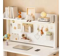 Mesa plegable ajustable para oficina y hogar, escritorio multiusos con organizador de abrazadera y tablero de clavijas, almacenamiento versátil para oficina en casa, dormitorio y computación