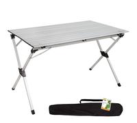 Aktive 52841 - Mesa plegable ligera para camping de aluminio, tablero laminado, 110x70x70 cm, con bolsa de transporte, topes antideslizantes, para 6 personas