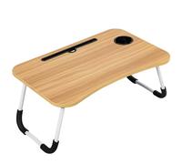 Mesa Plegable Auxiliar portátil pequeña. Mesita para Ordenador en Cama, Sofa, salón, Cocina, Suelo. Posavasos. Patas Antideslizantes. Ranura para Tablet y Pen. Superficie Texturizada. 60x40cm