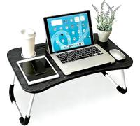 Mesa Plegable Cama, Bandeja Cama de Desayuno, Ergonómica, Ideal para Portátil, Ordenador y Libros, Mesa Auxiliar con Atril para Leer en la Cama 50x30x22 cm, Negro
