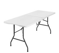 Mesa plegable camping portátil, jardín, catering. Auxiliar y Rectangular 180x70cm. Hasta 150kg de carga. Para exterior e interior. Ideal para 6 personas. Eventos, oficina, estudio, reuniones. Blanca