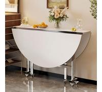 Mesa Plegable Cocina Redonda con Ruedas, Mesa Cocina Plegable con Tres Formas de Plegado, Mesa Auxiliar for Espacios Pequeños. Soporta Fácilmente 250kg