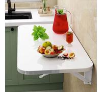 Mesa plegable compacta de pared, escritorio de hojas caídas que ahorra espacio para sala de estar, cocina u oficina, elegante diseño blanco (50 x 50 cm)