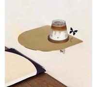 Mesa plegable compacta para montar en la pared, diseño redondo de hoja caída, soporte de acero inoxidable resistente, forma de medio círculo, acabado dorado, 30 cm, ideal para espacios pequeños.