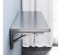 Mesa plegable de acero inoxidable 304 para montaje en pared, escritorio de lavandería y oficina que ahorra espacio, altura ajustable de 11.8 o 15.7 pulgadas, escritorio de pared plegable para cocina y