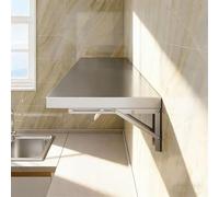 Mesa plegable de acero inoxidable para montaje en pared, estante de concesión 60cm/80cm/1m/1.2m estante de almacenamiento de cocina, escritorio plegable, banco de trabajo(L120xW50cm/L47xW20in)