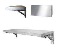 Mesa plegable de acero inoxidable para montaje en pared, estante de concesión, escritorio flotante para camiones de comida, restaurantes, estaciones de trabajo de barbacoa