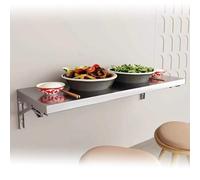 Mesa plegable de acero inoxidable para montaje en pared, mesa flotante para lavandería con soportes, escritorio de pared plegable, mesa de trabajo colgante para ordenador, mesas de comedor abatibles
