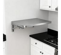 Mesa plegable de acero inoxidable para montar en la pared, escritorio plegable de montaje flotante, mesa de comedor con hojas colgantes para espacios pequeños, oficina en casa, cocina comedor
