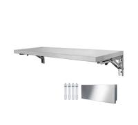 Mesa plegable de acero inoxidable para montar en la pared, impermeable y duradera, diseño que ahorra espacio para cocina, baño, bar, escritorio de computadora (35 cm de ancho y 90 cm de largo)