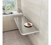 Mesa plegable de acero inoxidable que ahorra espacio, banco de trabajo y escritorio flotante con soportes para mesa de cocina y comedor versátil (80 x 30 cm)