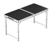 Mesa Plegable De Aluminio con Altura Ajustable, Mesa De Camping Portátil Exterior con Manija, Mesa Catering Plegable Interior para Oficina, Fiesta, Picnic, Boda(80 * 50cm Black)