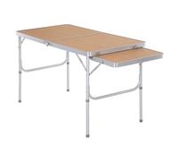 Outsunny Mesa Plegable de Camping Portátil con Ala Abatible de Aluminio Altura Ajustable Carga 30kg 120x60x40/70 cm para Picnic Beige Aosom España