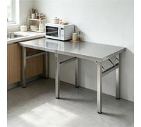 Mesa plegable de cocina para catering, mesa de preparación de alimentos acero inoxidable, mesa de trabajo comercial resistente, banco de trabajo de preparación de alimentos mesa comedor(180x50x55cm)