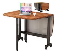 Mesa plegable de hojas colgantes para uso en interiores y exteriores, ahorra espacio, 120 x 70 cm, mesa de comedor con sillas, elegante acabado de madera para cocina, trabajo y estudio, diseño