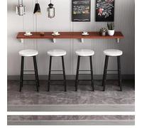 Mesa plegable de madera para montar en la pared con soporte de metal, versátil que ahorra espacio, para comedor, oficina, salón (color teca, 70 x 40 cm)