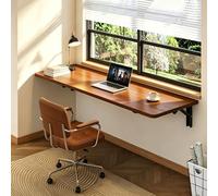 Mesa Plegable de Pared Ahorra Espacio, Escritorio Abatible Mural con Soportes Resistentes, Mesa Flotante de Pared para Pequeños Espacios, Tavolo Pieghevole para Lavandería 31.5*15.7"(80*40cm) Walnut