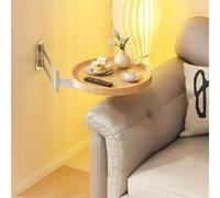 Mesa plegable de pared, bandeja redonda pequeña, diseño abatible, mesita de noche y mesa de comedor, mesa auxiliar flotante extensible, acabado de madera original