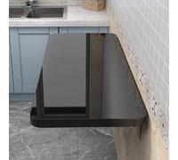 Mesa plegable de pared compacta para ahorro de espacio, para oficina en casa, comedor y lavandería, mesa flotante de madera para computadora (negro, 50 x 35 cm)