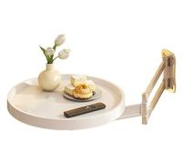 Mesa Plegable De Pared Con Bandeja Redonda Pequeña, Escritorio De Pared Plegable Con Rotación De 180°, Diseño Abatible, Mesita De Noche Extensible, Mesa De Comedor Que Ahorra Espacio(White)