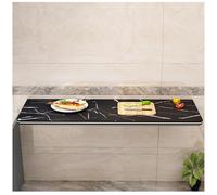 Mesa plegable de pared con hojas caídas compacta, escritorio de cocina negro que ahorra espacio, estación de trabajo colgante de 90 x 50 cm, estante flotante de madera para espacios pequeños