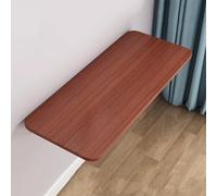 Mesa plegable de pared de 80 cm que ahorra espacio, escritorio de cocina con acabado de madera con soporte de hierro, color café, banco de trabajo compacto para espacios pequeños, solución ideal para