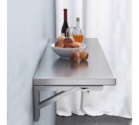 Mesa plegable de pared de acero inoxidable 304, mesa de comedor que ahorra espacio, mesa plegable de acero inoxidable cepillado, superficie de acero inoxidable cepillado (60 x 30 cm)