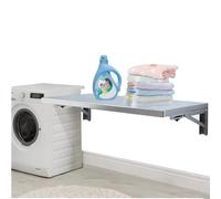 Mesa plegable de pared de acero inoxidable que ahorra espacio, estante de cocina con almacenamiento, ideal para lavandería, oficina en casa (60 x 25 cm)
