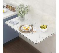 Mesa plegable de pared de madera maciza blanca que ahorra espacio para espacios pequeños, ideal para salón, cocina, dormitorio, diseño duradero, plegable, con alta capacidad de carga