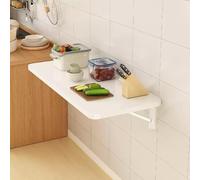 Mesa plegable de pared estrecha y larga de madera flotante con soporte de acero inoxidable, mesa de cocina y lavandería que ahorra espacio (50 x 30 cm)