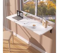 Mesa plegable de pared, mesa abatible de pared, mesa desplegable con soportes metálicos plegables, mesa plegable de pared para espacios reducidos, hogar, oficina, cocina, l White 100x40cm/39.3x15.7in