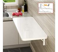 Mesa plegable de pared - Mesa flotante multifuncional para comedor y computadora para cocina, lavandería, oficina en casa - 20 (100 x 50 cm) con accesorios - Diseño que ahorra espacio en color blanco