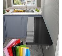 Mesa plegable de pared negra que ahorra espacio, mesa compacta de cocina y oficina, mesa de comedor de madera con hojas caídas para sala de estar, cocina, oficina en casa