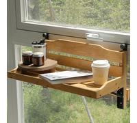 Mesa plegable de pared para balcón, mesa de bar de madera ajustable con estantes, mesa de comedor que ahorra espacio, mesa colgante compacta para balcón (47.2 x 9.4 pulgadas)