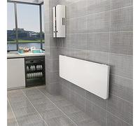 Mesa plegable de pared para barra de desayuno, escritorio de comedor con hojas colgantes que ahorra espacio para el hogar, oficina, garaje, jardín, lavandería, color blanco compacto, 100 x 60 cm