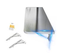 Mesa plegable de pared para cocina y oficina en casa, banco de trabajo de acero inoxidable 304, acabado liso con esquinas redondeadas, diseño de ahorro de espacio (90 x 40 cm)