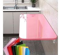 Mesa plegable de pared que ahorra espacio, escritorio convertible rosa para cocina, sala de estar, oficina, mesa de comedor compacta de madera, fácil de instalar y usar